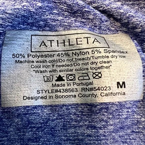 Athleta blue heather top with ruching and short sleeves - Picture 7 of 7